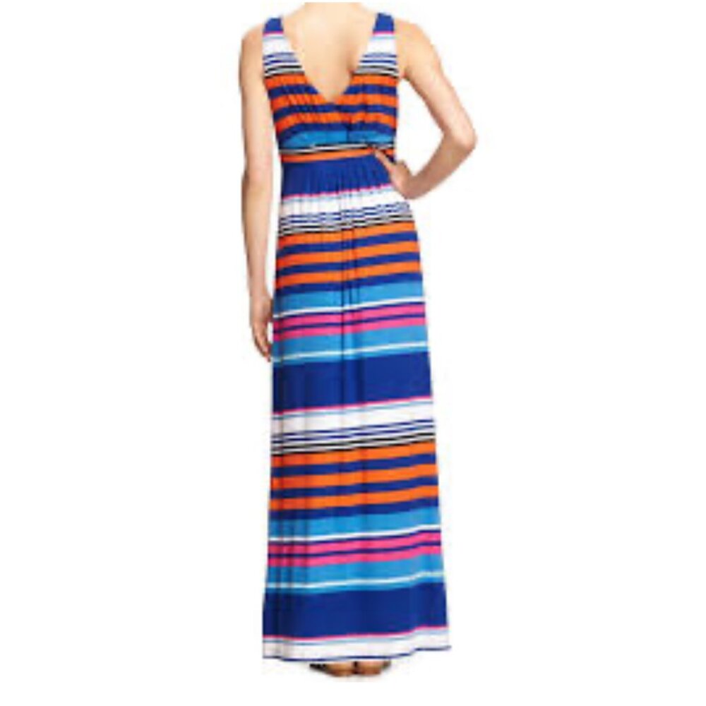 Banana Republic Factory V-Neck Empire Waist Striped Maxi Dress, Size Small